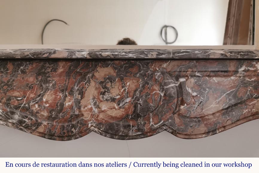 Pompadour mantel in Rouge Royal marble -1