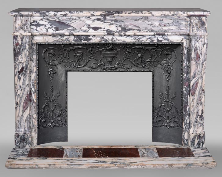 Louis XVI style fireplace in purple breccia-0