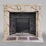Louis XVI style mantel with flutes in Paonazzo marble