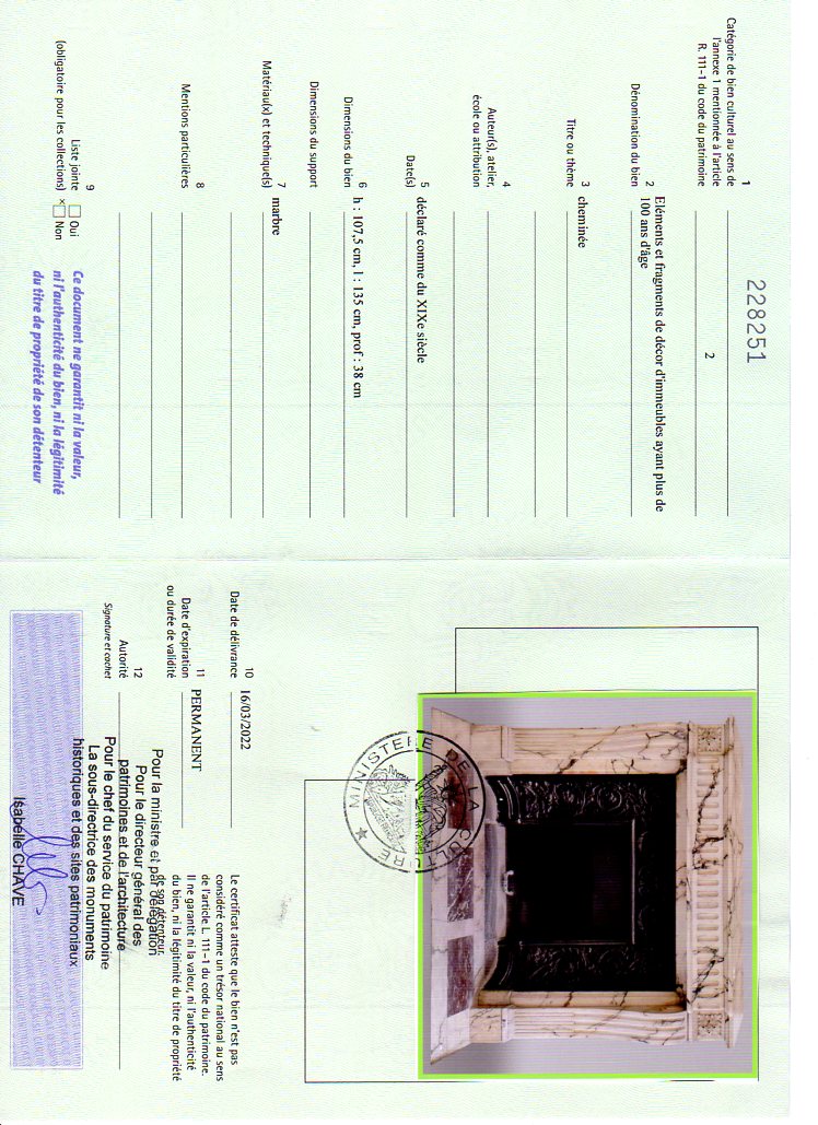Export certificate