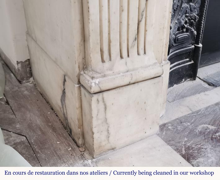Louis XVI style mantel with flutes in Paonazzo marble-4