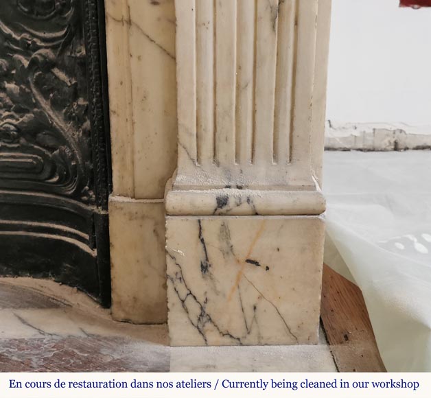 Louis XVI style mantel with flutes in Paonazzo marble-7