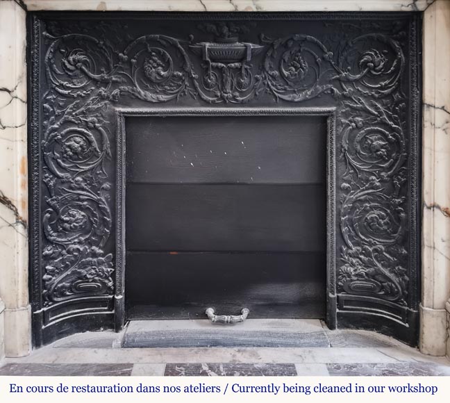 Louis XVI style mantel with flutes in Paonazzo marble-8