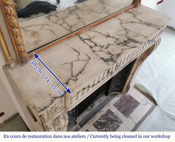 Louis XVI style mantel with flutes in Paonazzo marble-9