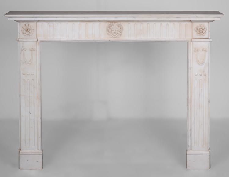 White marble Louis XVI mantel with Gorgonéion-0
