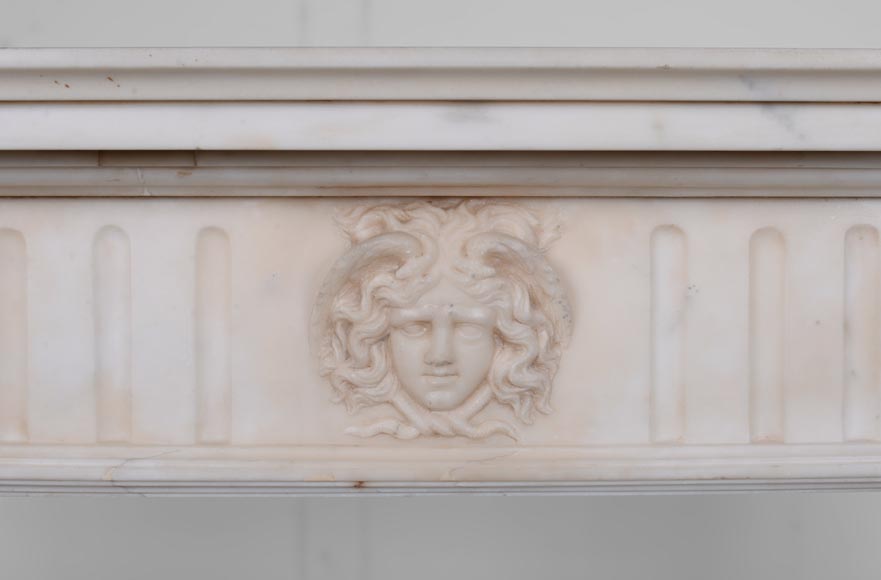 White marble Louis XVI mantel with Gorgonéion-1