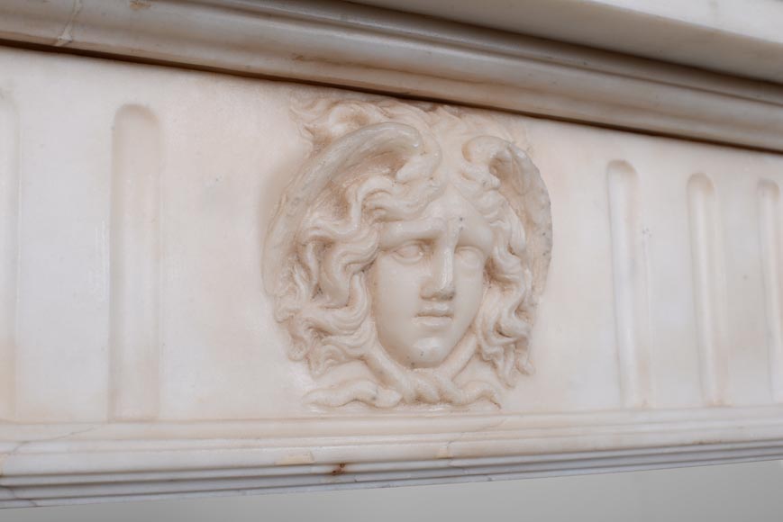 White marble Louis XVI mantel with Gorgonéion-2