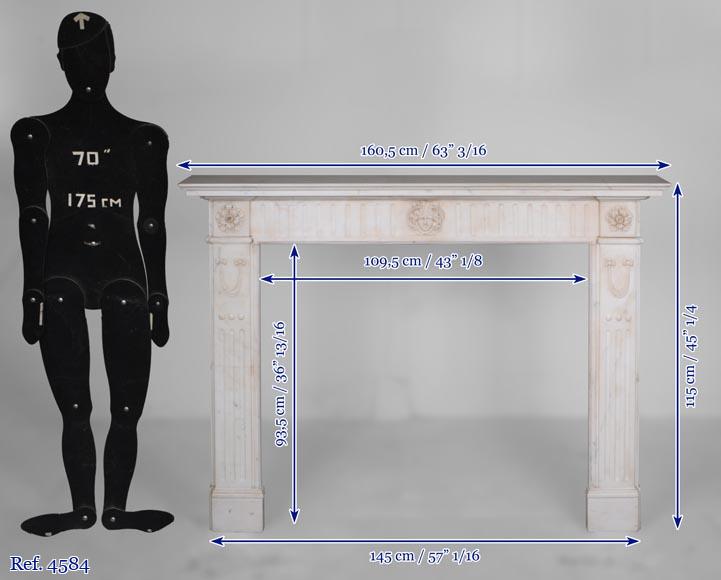 White marble Louis XVI mantel with Gorgonéion-12