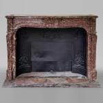 Louis XV fireplace in Royal Red marble  with counter-relief shell