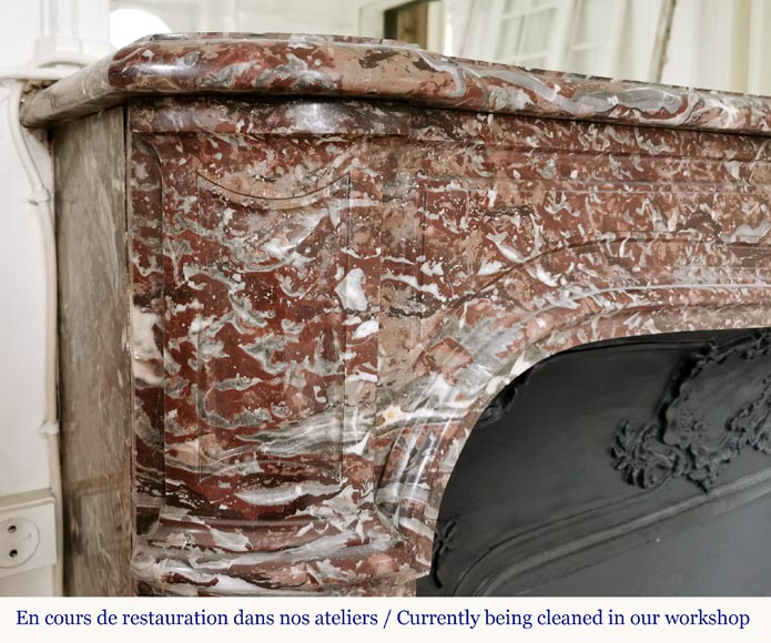 Louis XV fireplace in Royal Red marble  with counter-relief shell-3