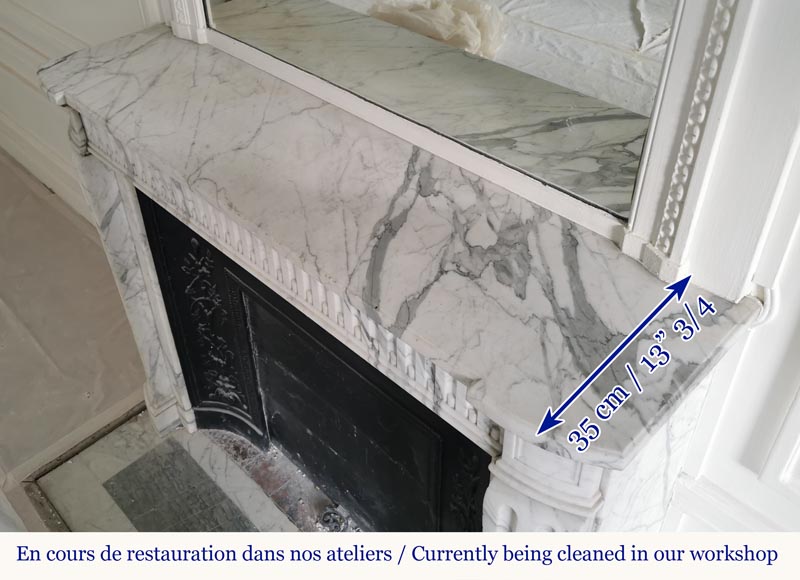 Louis XVI style fireplace in Arabescato marble with flutes-10