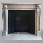 Louis XVI style fireplace made of Carrara marble with friezes of pearls