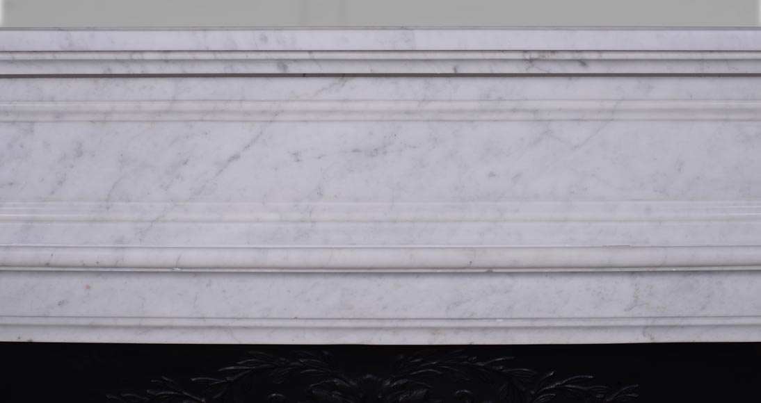 Louis XVI style mantel in Carrara marble with half columns-1