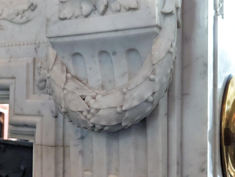 Napoleon III style mantel with a rich sculpted decor in Carrara marble-9