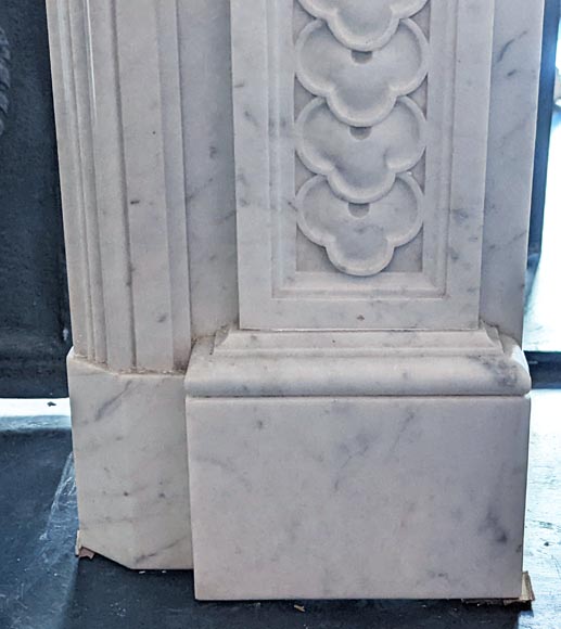 Napoleon III style mantel with a rich sculpted decor in Carrara marble-10