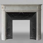 Louis XVI style mantel in Carrara marble with curved edges
