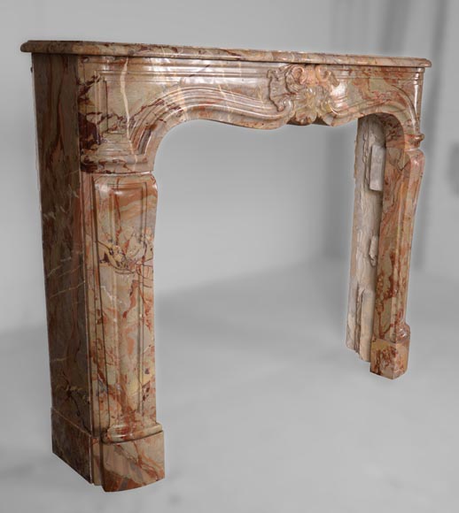 Beautiful Louis XV style mantel in Sarrancolin marble with a Rococo shell-4