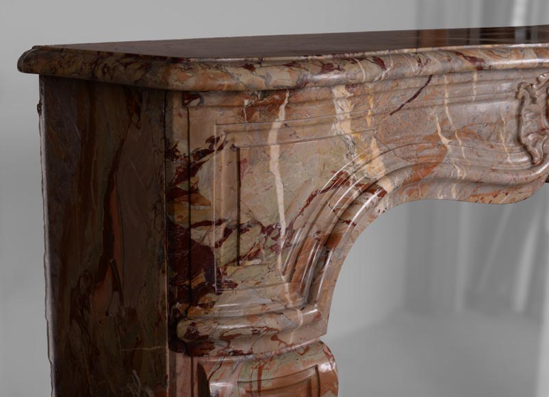 Beautiful Louis XV style mantel in Sarrancolin marble with a Rococo shell-5