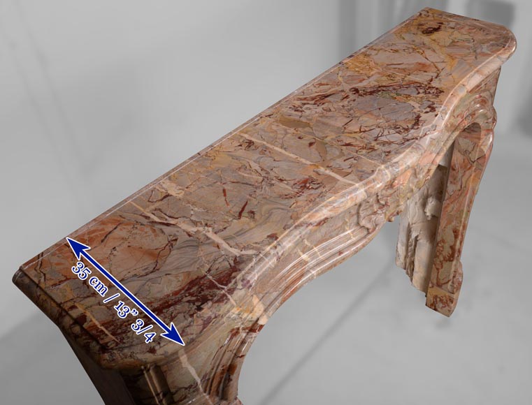 Beautiful Louis XV style mantel in Sarrancolin marble with a Rococo shell-10