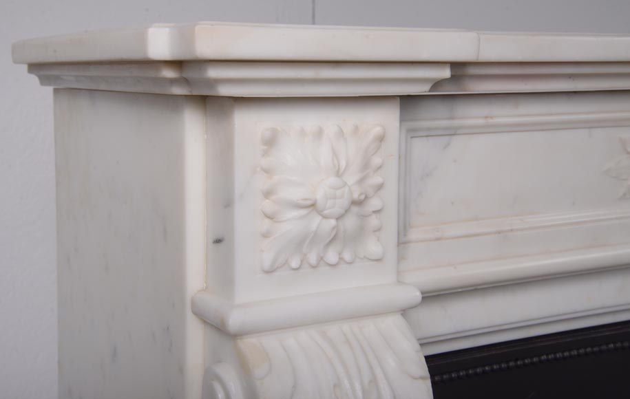 Louis XVI style mantel adorned with carved acanthus leaves, in statuary marble-6