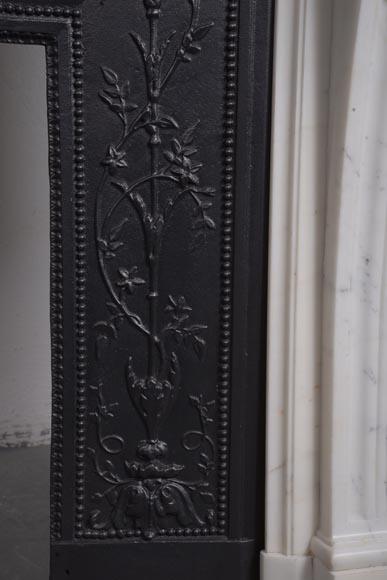 Louis XVI style mantel adorned with carved acanthus leaves, in statuary marble-13