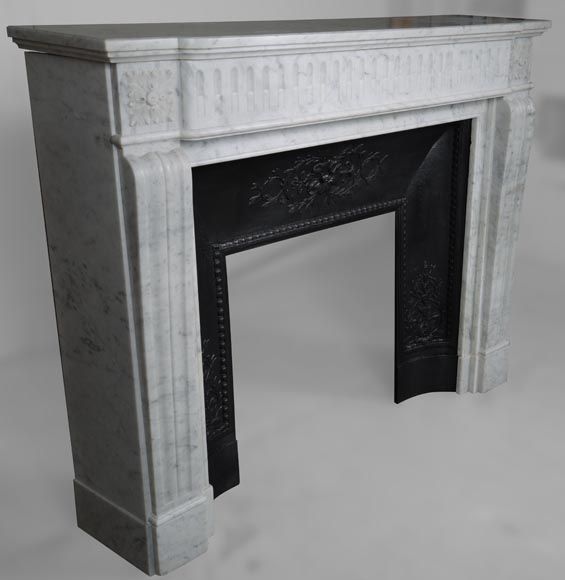 Louis XVI style mantel in Carrara marble with flutes-2