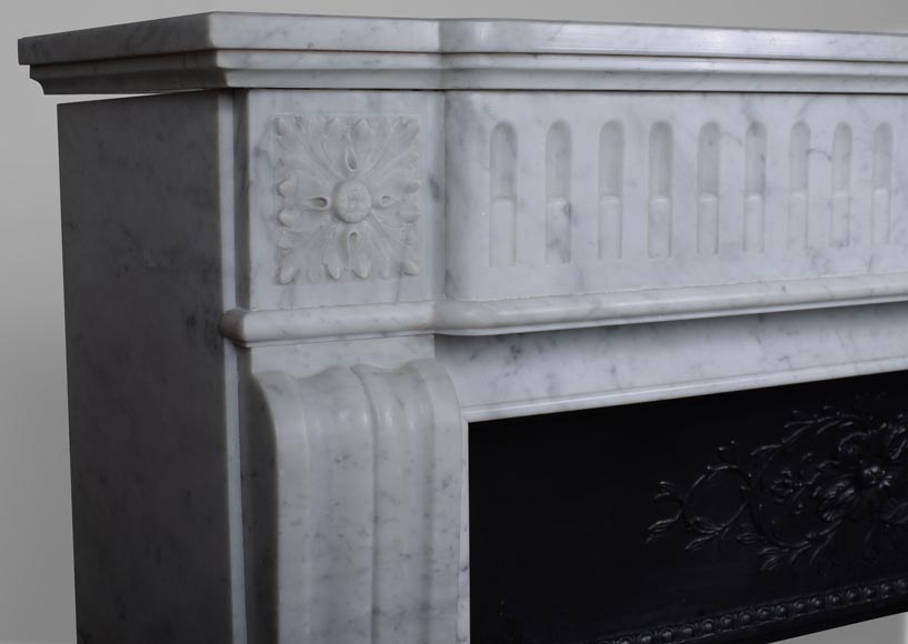 Louis XVI style mantel in Carrara marble with flutes-3