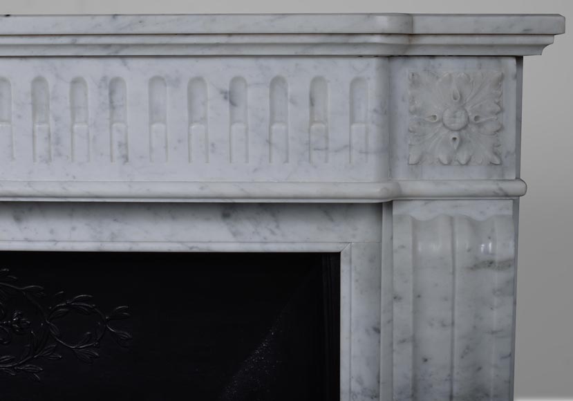 Louis XVI style mantel in Carrara marble with flutes-6