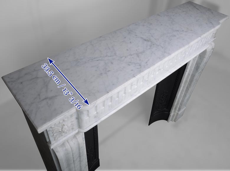 Louis XVI style mantel in Carrara marble with flutes-8