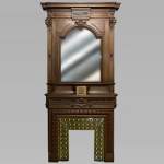 Napoleon III fireplace in walnut with a trumeau