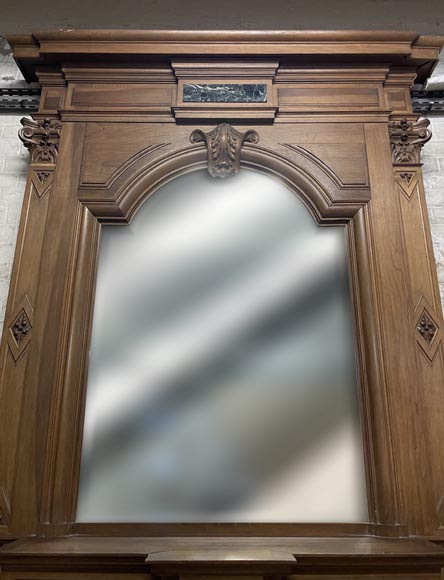 Napoleon III fireplace in walnut with a trumeau-1