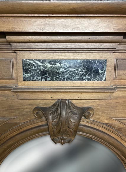 Napoleon III fireplace in walnut with a trumeau-2