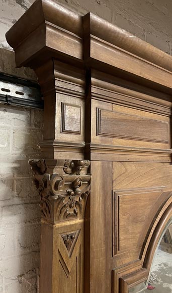 Napoleon III fireplace in walnut with a trumeau-3