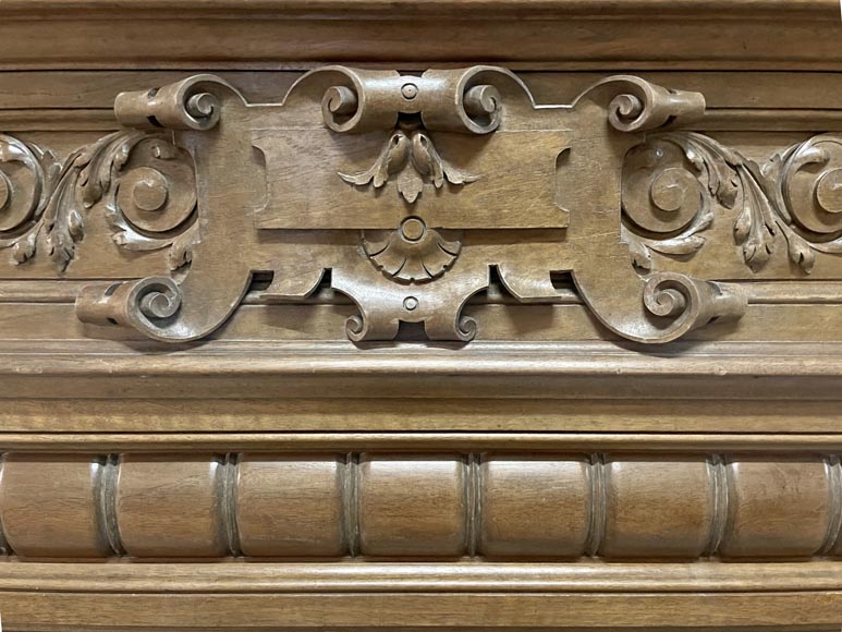 Napoleon III fireplace in walnut with a trumeau-5