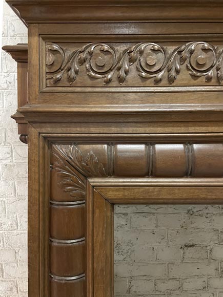 Napoleon III fireplace in walnut with a trumeau-7