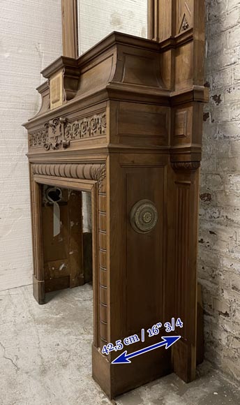 Napoleon III fireplace in walnut with a trumeau-9
