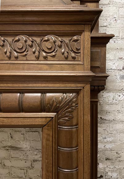 Napoleon III fireplace in walnut with a trumeau-10