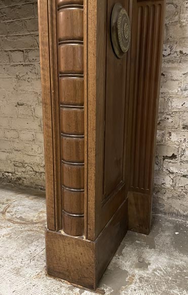 Napoleon III fireplace in walnut with a trumeau-11