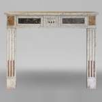 Louis XVI period mantel in Arabescato marble with marbles inlay