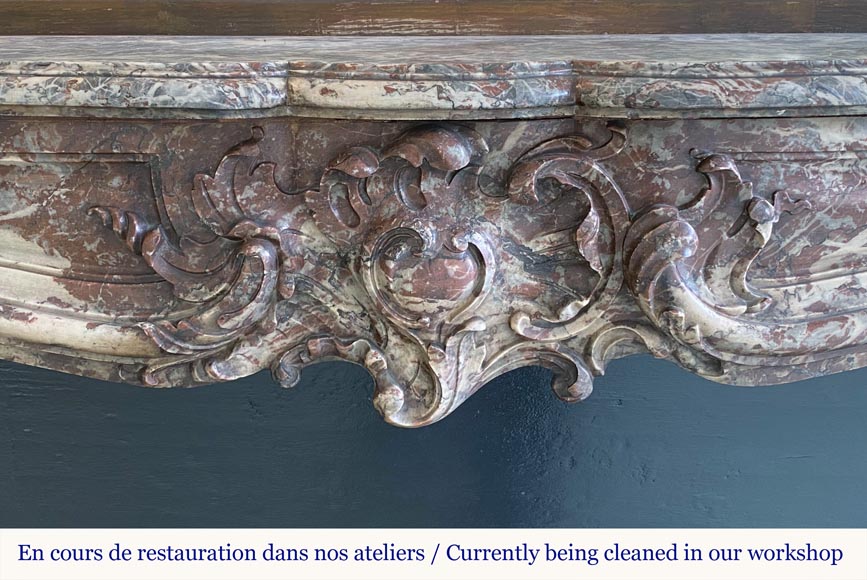 Very beautiful Louis XV periode mantel in Royal Red marble-1