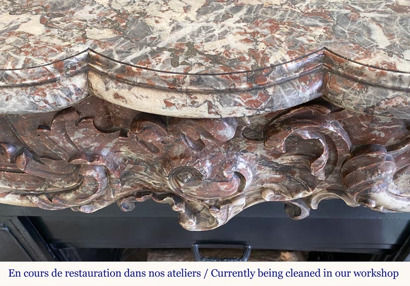 Very beautiful Louis XV periode mantel in Royal Red marble-2