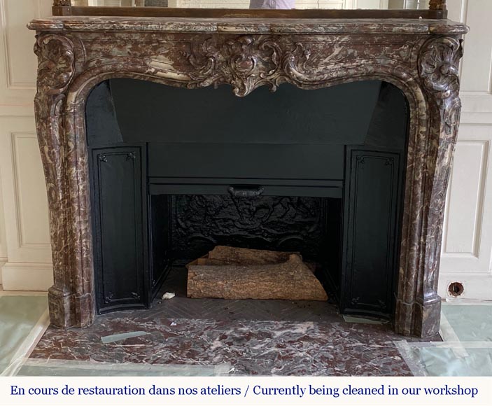 Very beautiful Louis XV periode mantel in Royal Red marble-9