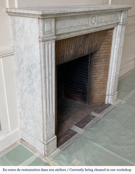 Small Louis XVI fireplace in Carrara marble-2