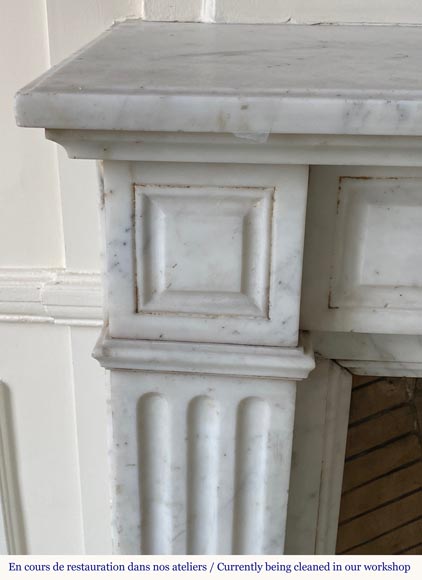 Small Louis XVI fireplace in Carrara marble-3