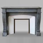 Antique Louis-Philippe style mantel in Blue Turquin marble