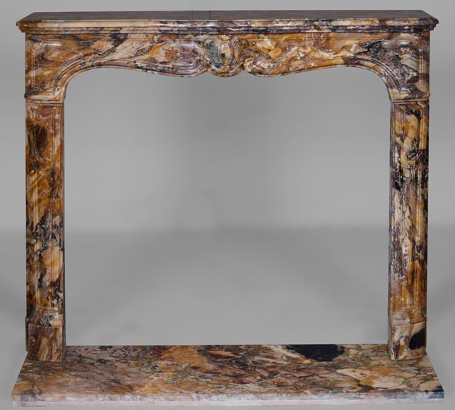 Louis XV style mantel in Medous Breccia with a medallion-0