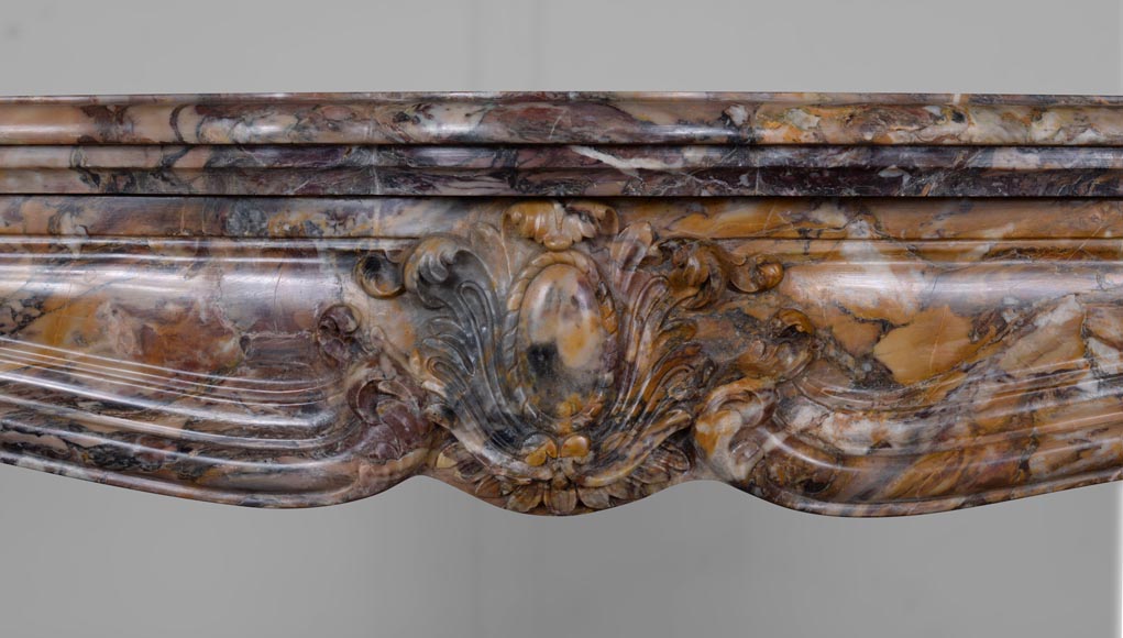 Louis XV style mantel in Medous Breccia with a medallion-1