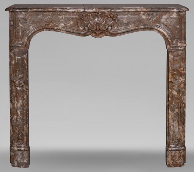 Louis XV period mantel Royl Red marble with a beautiful shell-0