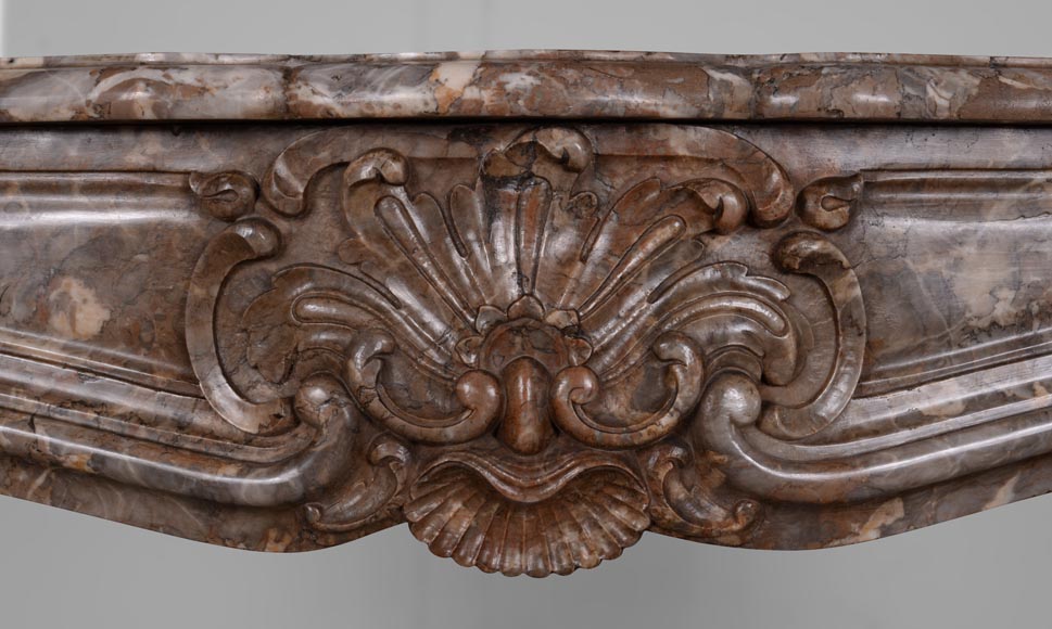 Louis XV period mantel Royl Red marble with a beautiful shell-1