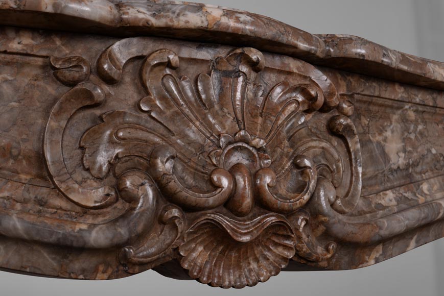 Louis XV period mantel Royl Red marble with a beautiful shell-3